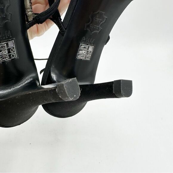 M. By Marinelli Black Satin Sparkly Jeweled T-Strap Stiletto Evening Sandal 8.5M - Picture 9 of 16